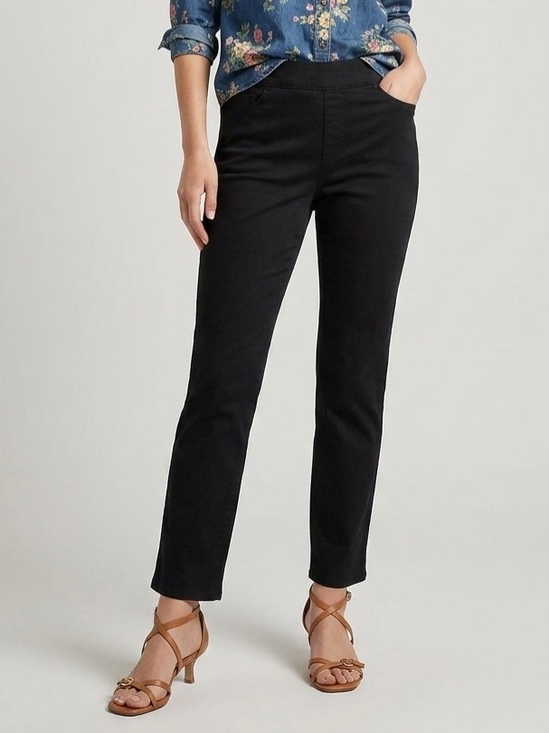 Liz Claiborne Denim - Liz Claiborne Black Straight-Leg Jeggings, Size Large